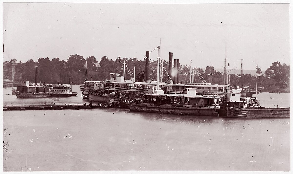 [Unloading Supplies at Port Royal, Virginia], Attributed to Andrew Joseph Russell (American, 1830–1902), Albumen silver print from glass negative 