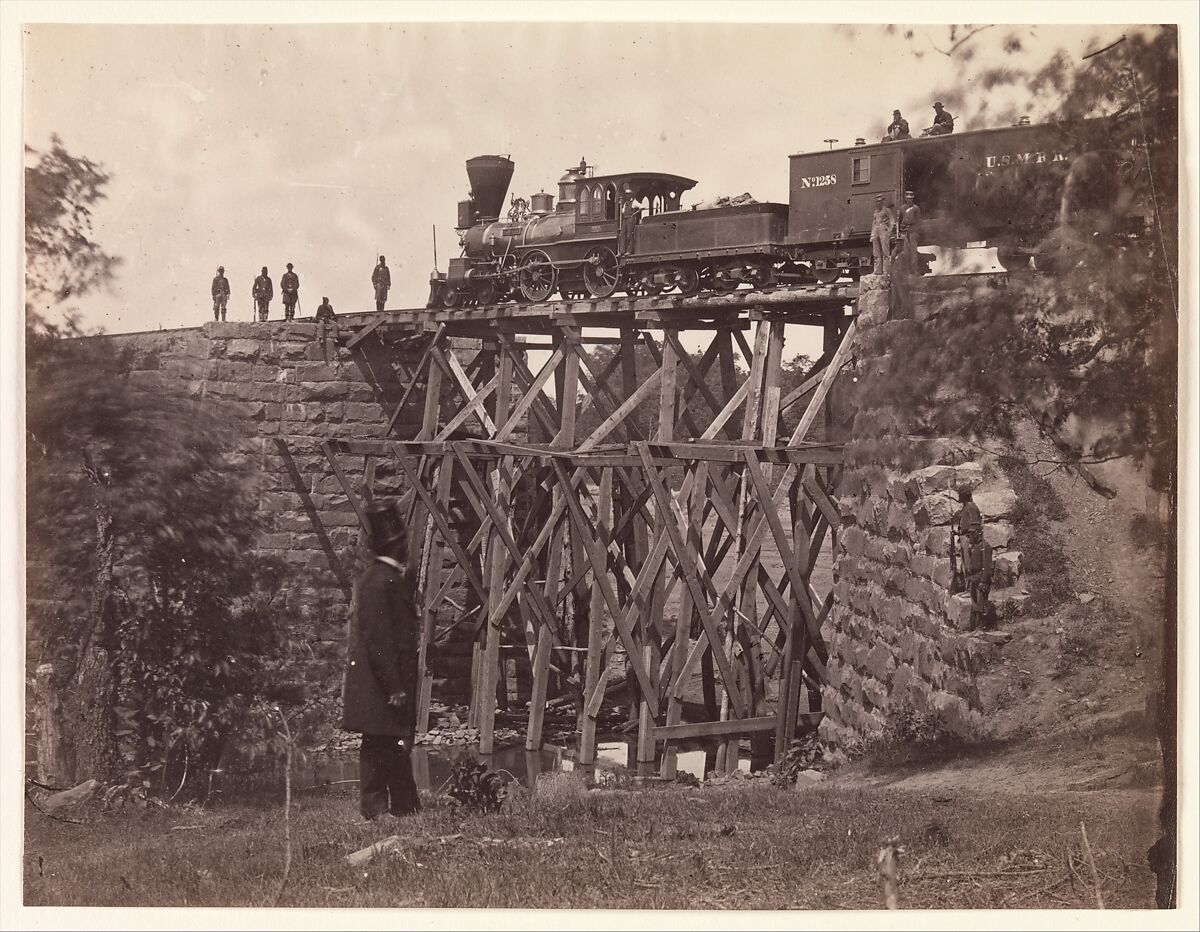 Bridge on Orange and Alexandria Rail Road, as Repaired by Army Engineers under Colonel Herman Haupt, Andrew Joseph Russell (American, 1830–1902), Albumen silver print from glass negative 