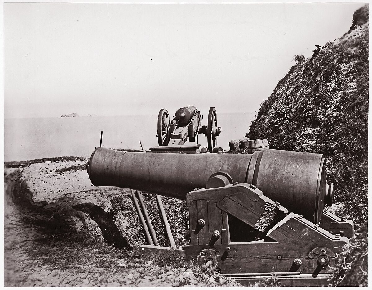 Fort Johnson, James Island, looking toward Fort Sumter, Unknown (American), Albumen silver print from glass negative 