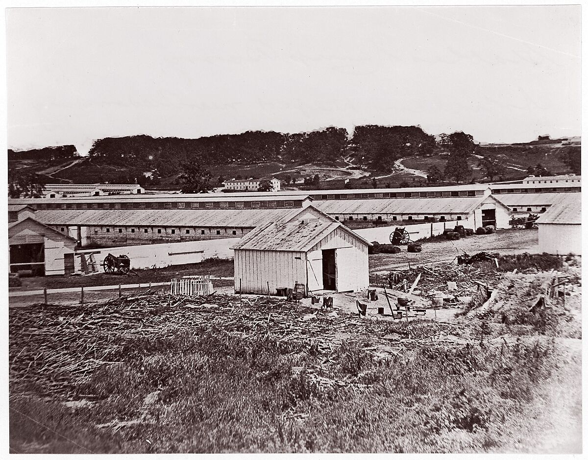 Camp Barry near Bladensberg, Maryland. Stables, Unknown (American), Albumen silver print from glass negative 