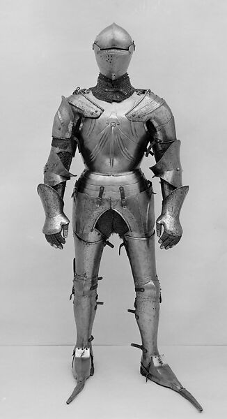 Composed Armor, Left tasset made by Julian Arrechia (Spanish, active in New York late 19th–early 20th century), Steel, copper alloy (latten), leather, Italian 