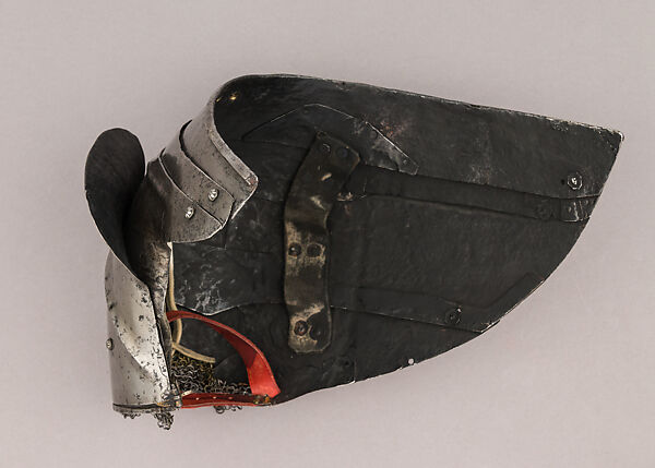 Composed Armor, Left tasset made by Julian Arrechia (Spanish, active in New York late 19th–early 20th century), Steel, copper alloy (latten), leather, Italian