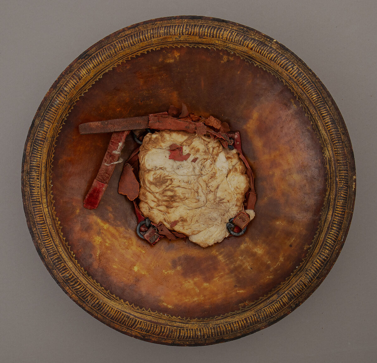 Shield, Hide, lacquer, silver, Indian