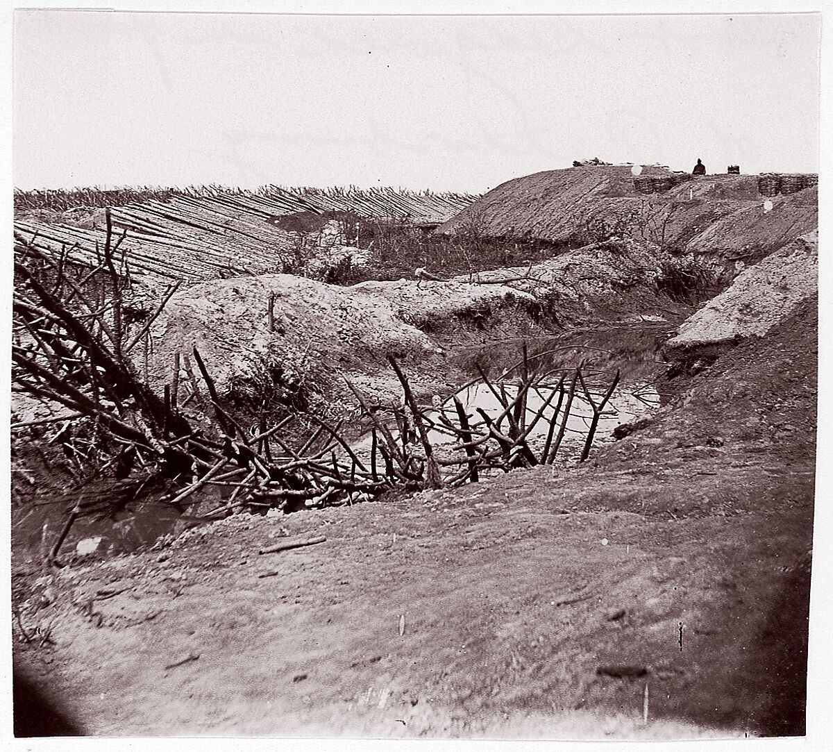 [Ditch and Chevaux-de-frise, Fort Sedgwick, in Front of Petersburg, Virginia], Attributed to Timothy H. O&#39;Sullivan (American, born Ireland, 1840–1882), Albumen silver print from glass negative 