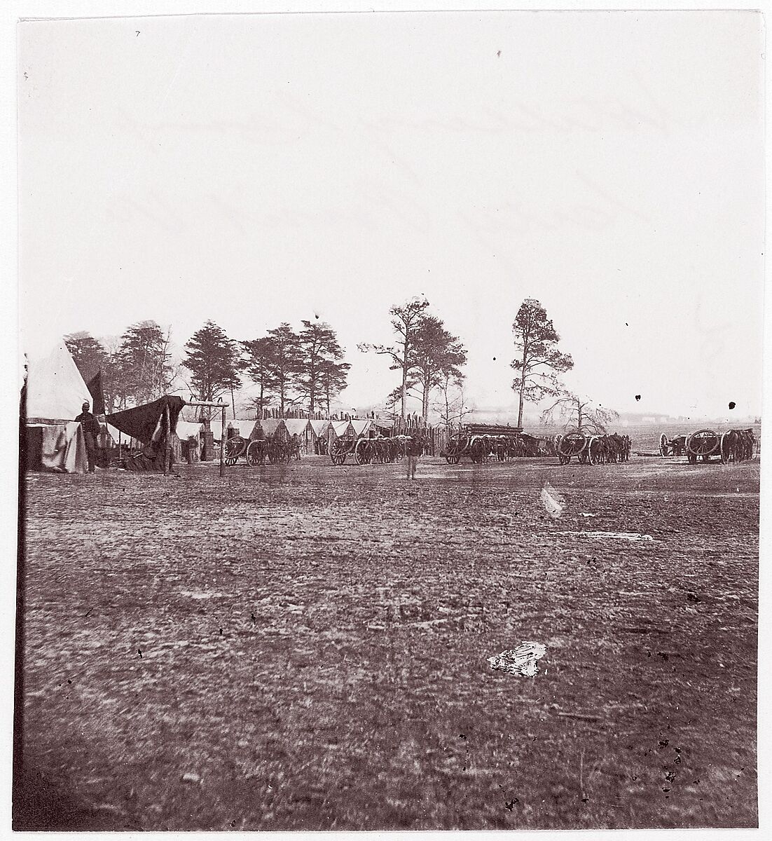 [Artillery Camp, City Point, Virginia], Attributed to Andrew Joseph Russell (American, 1830–1902), Albumen silver print from glass negative 