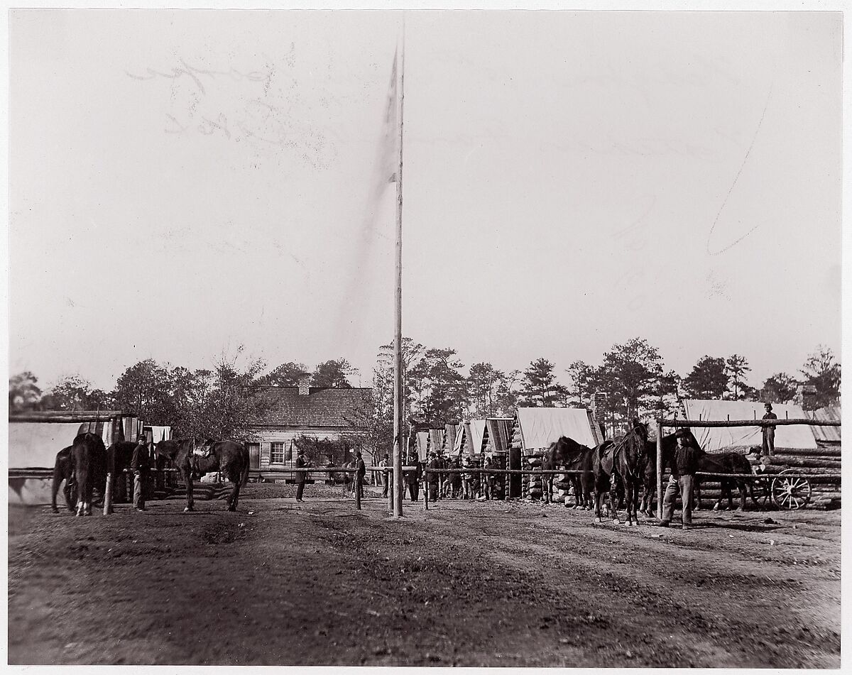 Headquarters, 10th Army Corps, Hatcher's Farm, Virginia, Andrew Joseph Russell (American, 1830–1902), Albumen silver print from glass negative 