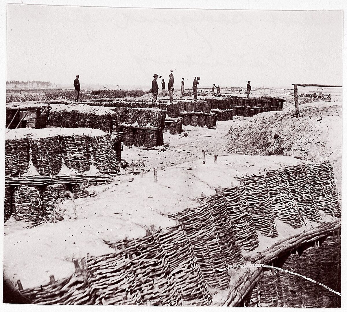 [Breastworks, Interior of Fort Sedgwick, in Front of Petersburg, Virginia], Attributed to Timothy H. O&#39;Sullivan (American, born Ireland, 1840–1882), Albumen silver print from glass negative 