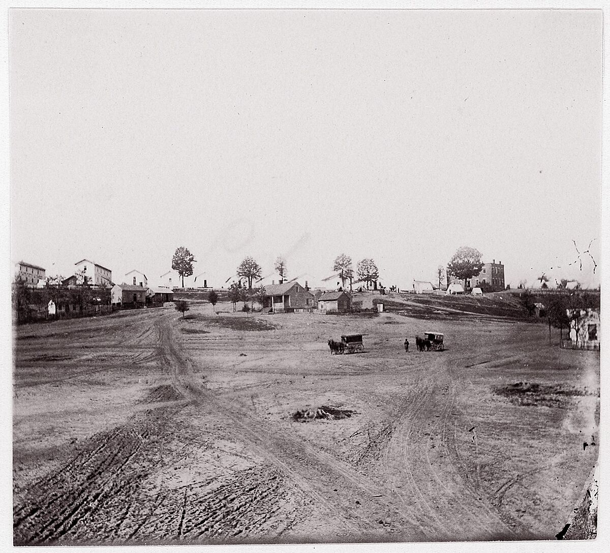 [Roads leading into a small town].  Brady album, p. 123, Unknown (American), Albumen silver print from glass negative 