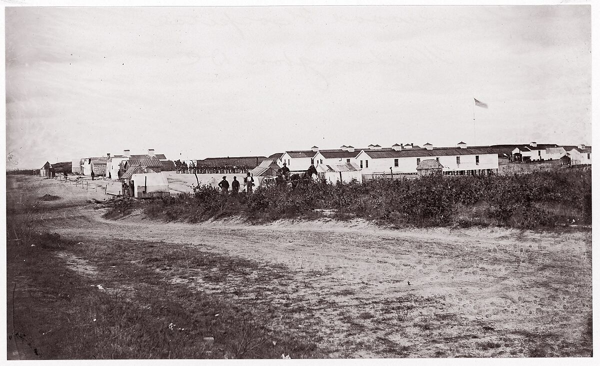 [Distant view of Wards, Harewood Hospital, Near Washington, D.C.], Unknown (American), Albumen silver print from glass negative 