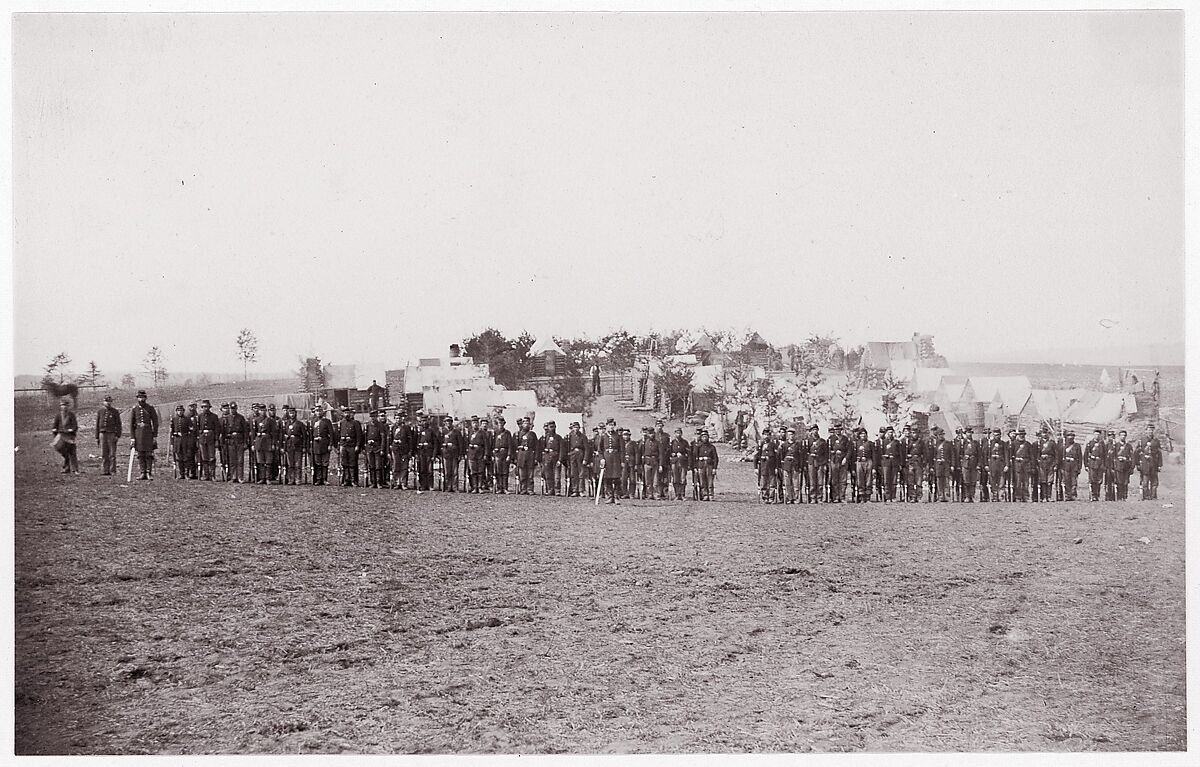 [Manuevers at Winter Quarters of Unidentified Union Army Regiment], Unknown (American), Albumen silver print from glass negative 