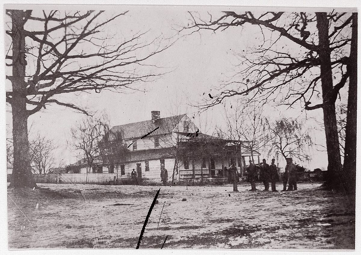 [House framed by trees].  Brady album, p. 123, Unknown (American), Albumen silver print from glass negative 