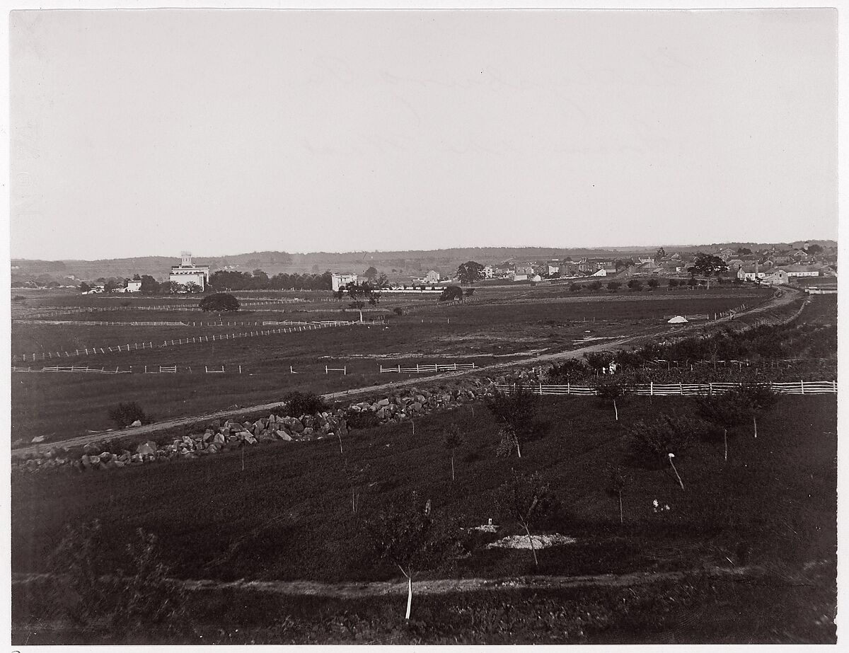 [Gettysburg, Pennsylvania from Seminary Ridge], Attributed to Timothy H. O&#39;Sullivan (American, born Ireland, 1840–1882), Albumen silver print from glass negative 