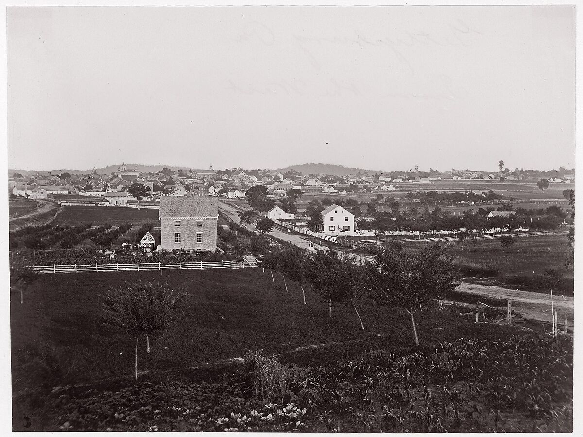 [Gettysburg, Pennsylvania from the West], Attributed to Timothy H. O&#39;Sullivan (American, born Ireland, 1840–1882), Albumen silver print from glass negative 
