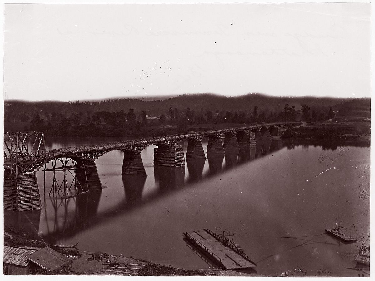 Bridge over Tennessee River at Chattanooga, George N. Barnard (American, 1819–1902), Albumen silver print from glass negative 