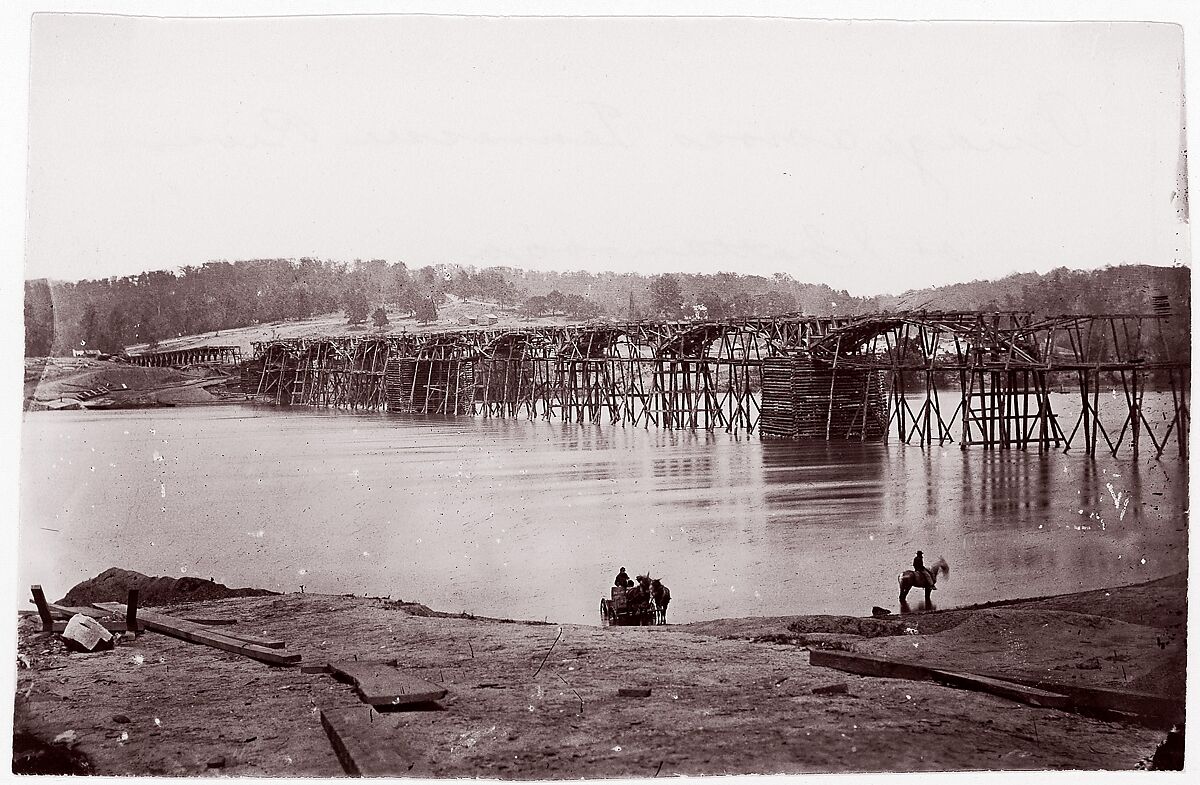 [Bridge Across Tennessee River at Chattanooga], Attributed to George N. Barnard (American, 1819–1902), Albumen silver print from glass negative 