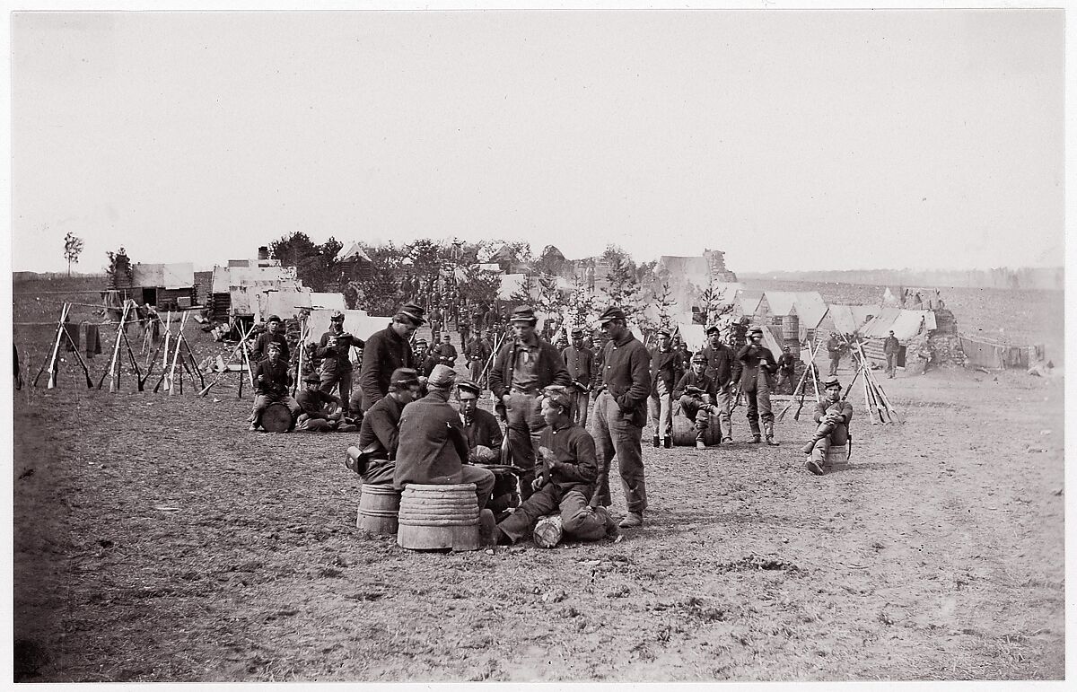 [Playing Cards, Winter Quarters].  Brady album, p. 129, Unknown (American), Albumen silver print from glass negative 