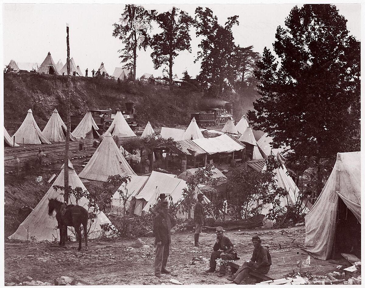 Military Railroad Camp, City Point, Virginia, Andrew Joseph Russell (American, 1830–1902), Albumen silver print from glass negative 