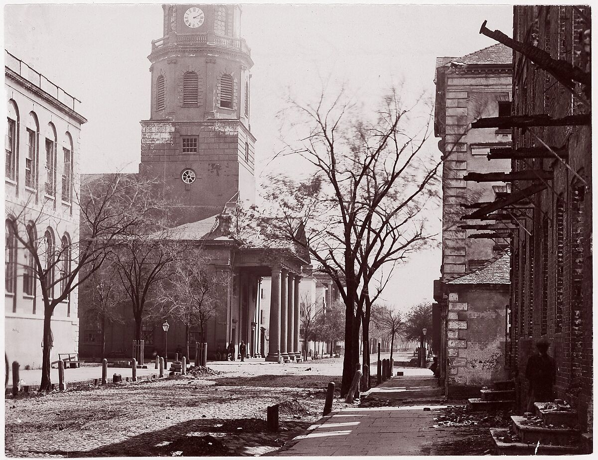 St. Michael's Church, Charleston, S.C., George N. Barnard (American, 1819–1902), Albumen silver print from glass negative 