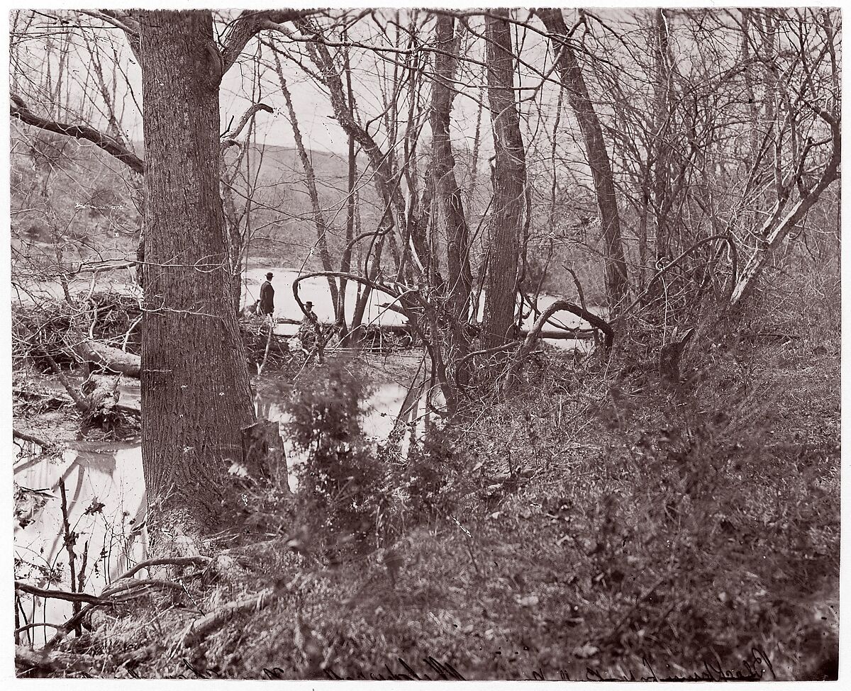 [View on Rapidan River, Virginia], Attributed to Timothy H. O&#39;Sullivan (American, born Ireland, 1840–1882), Albumen silver print from glass negative 