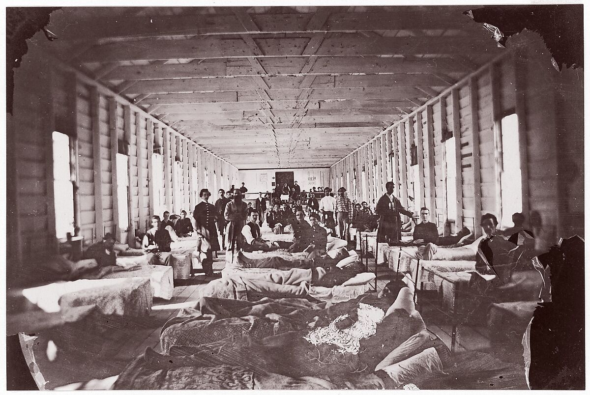 Ward in Hospital. Convalescent Camp, Alexandria Virginia, Unknown (American), Albumen silver print from glass negative 
