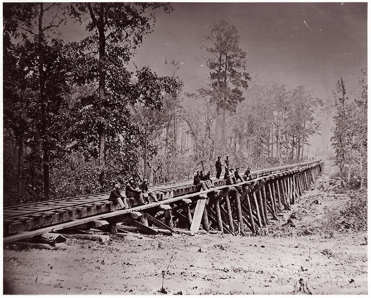 [Bridge No.2, U.S. Military Railroad to City Point, Virginia], Attributed to Andrew Joseph Russell (American, 1830–1902), Albumen silver print from glass negative 