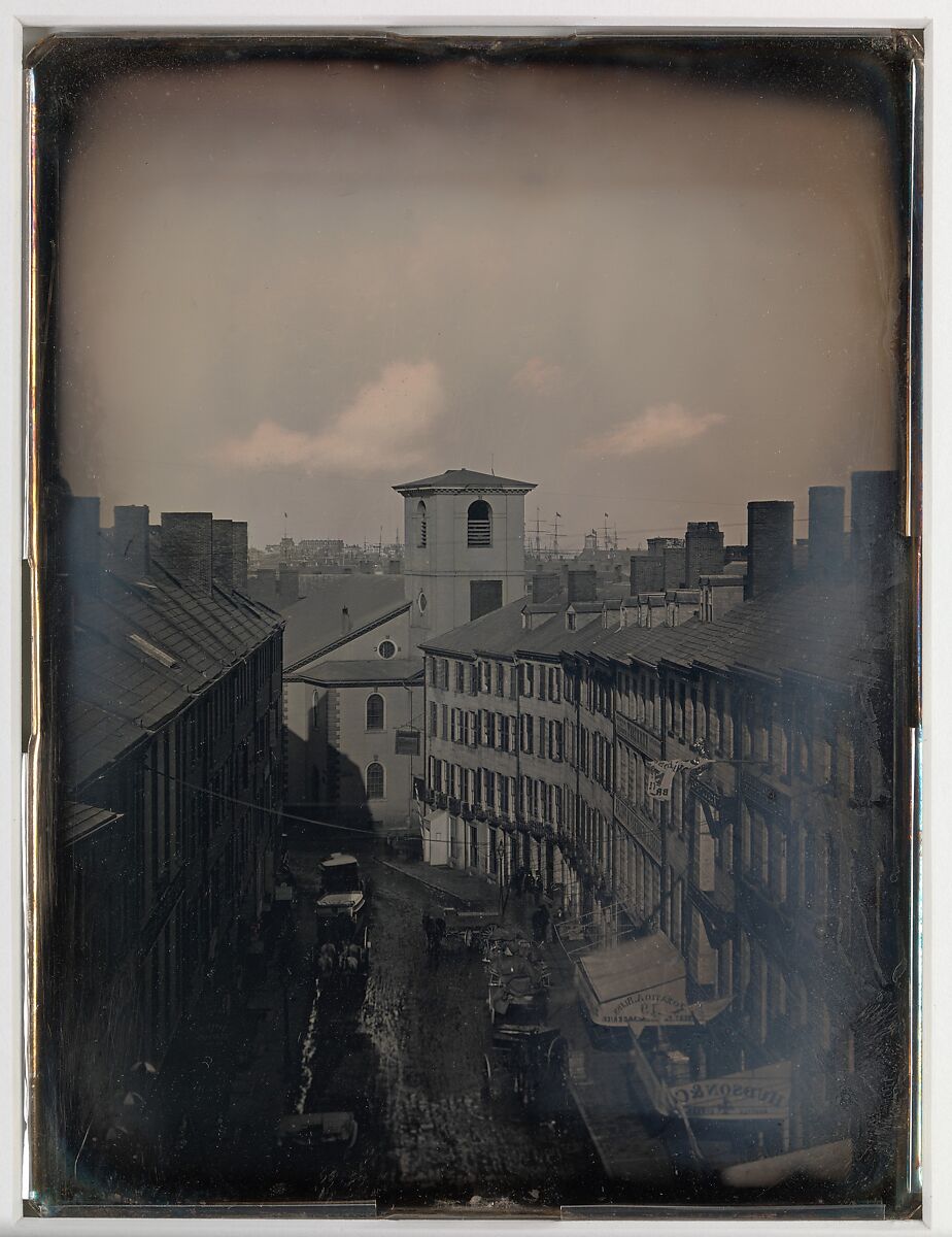[View Down Brattle Street from the Southworth & Hawes Studio at 5 1/2 Tremont Row, Boston], Southworth and Hawes (American, active 1843–1863), Daguerreotype 