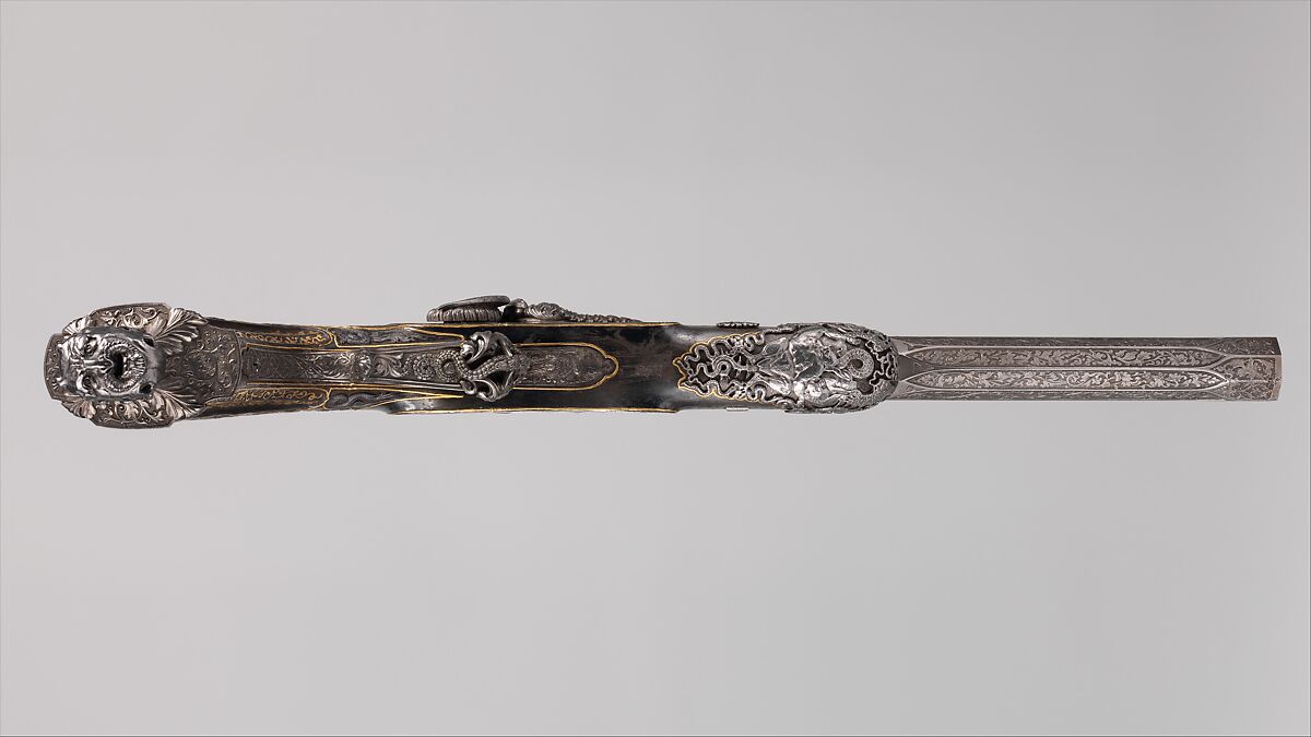 Percussion Exhibition Pistol, Signed by Gilles Michel Louis Moutier-Le Page (French,  1810–1887), Steel, gold, French