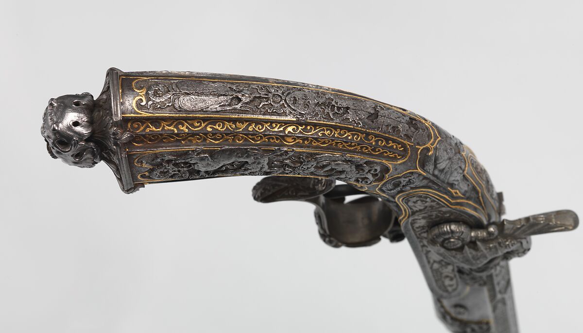 Percussion Exhibition Pistol, Signed by Gilles Michel Louis Moutier-Le Page (French,  1810–1887), Steel, gold, French