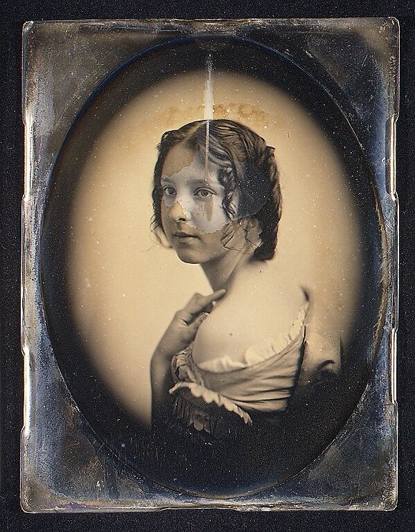 [Young Girl with Hand Raised to Shoulder], Southworth and Hawes (American, active 1843–1863), Daguerreotype 