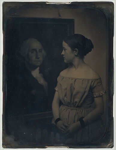 [Girl with Portrait of George Washington]