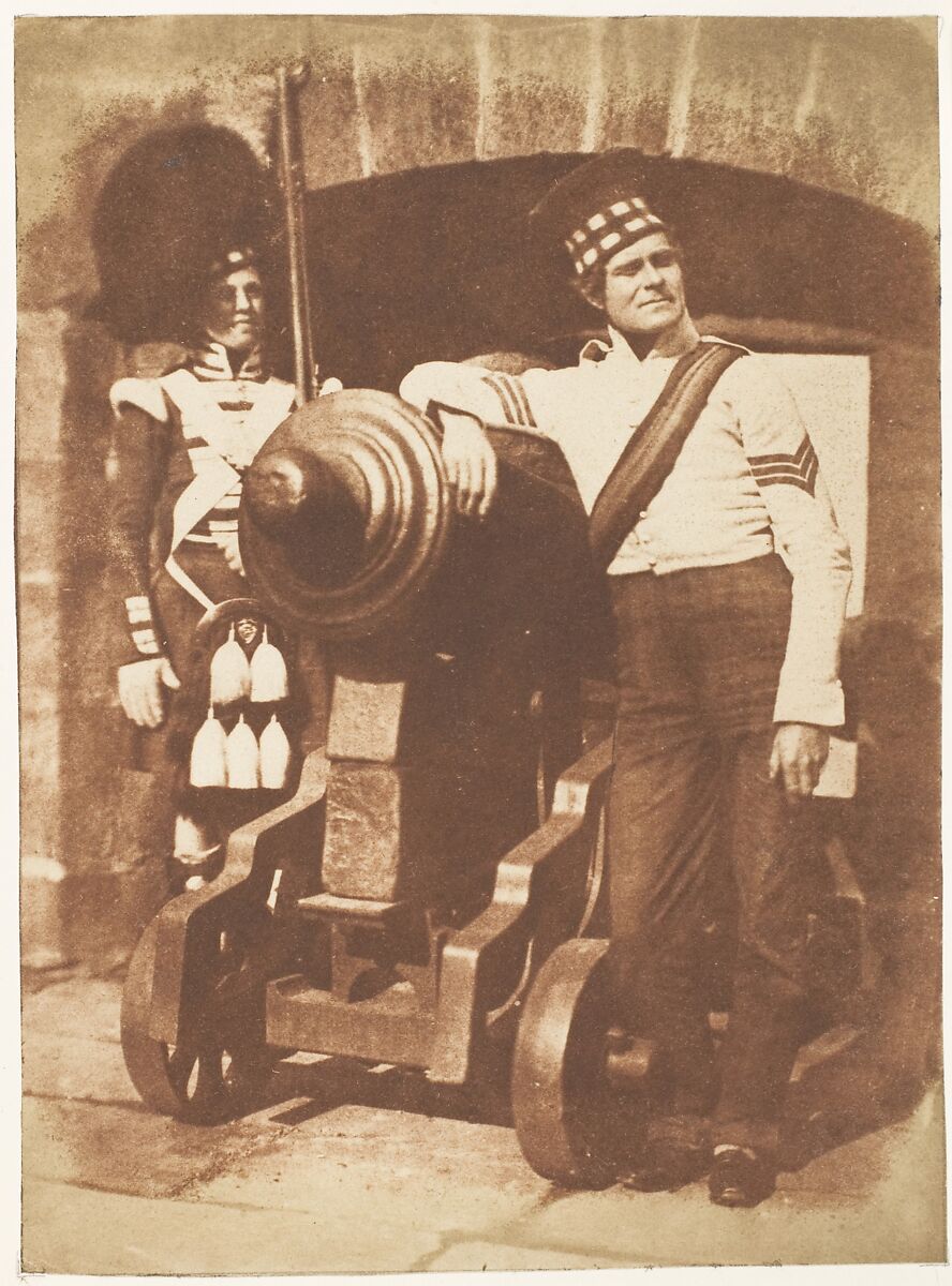 The Porthole / Sergeant and Private of the 42nd Gordon Highlanders, Edinburgh Castle, Hill and Adamson (British, active 1843–1848), Salted paper print from paper negative 