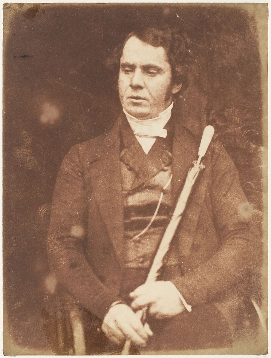 [Man Holding Umbrella], Hill and Adamson (British, active 1843–1848), Salted paper print from paper negative 