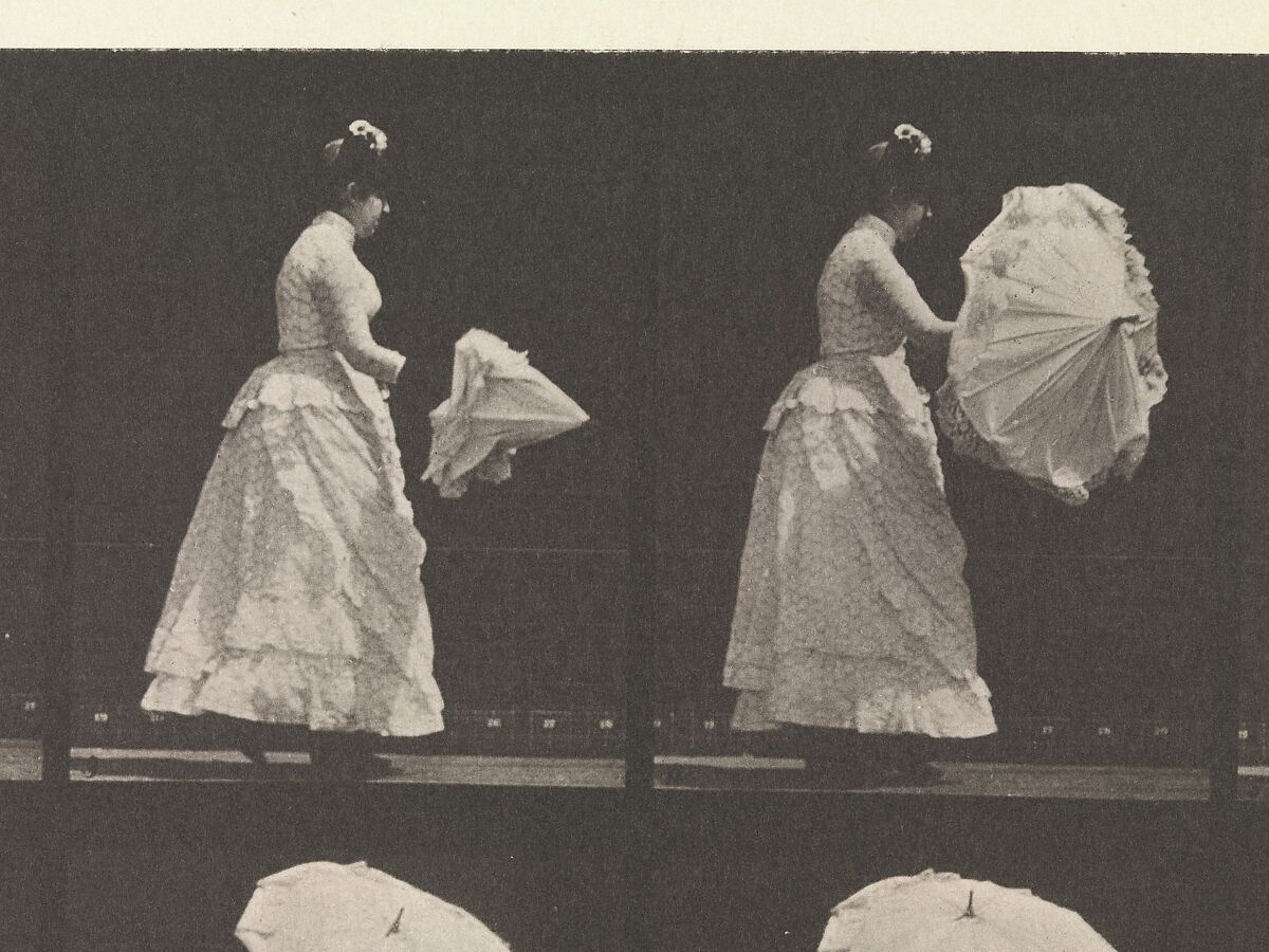 [Woman Opening Parasol], Eadweard Muybridge (British and American, Kingston upon Thames 1830–1904 Kingston upon Thames), Collotype