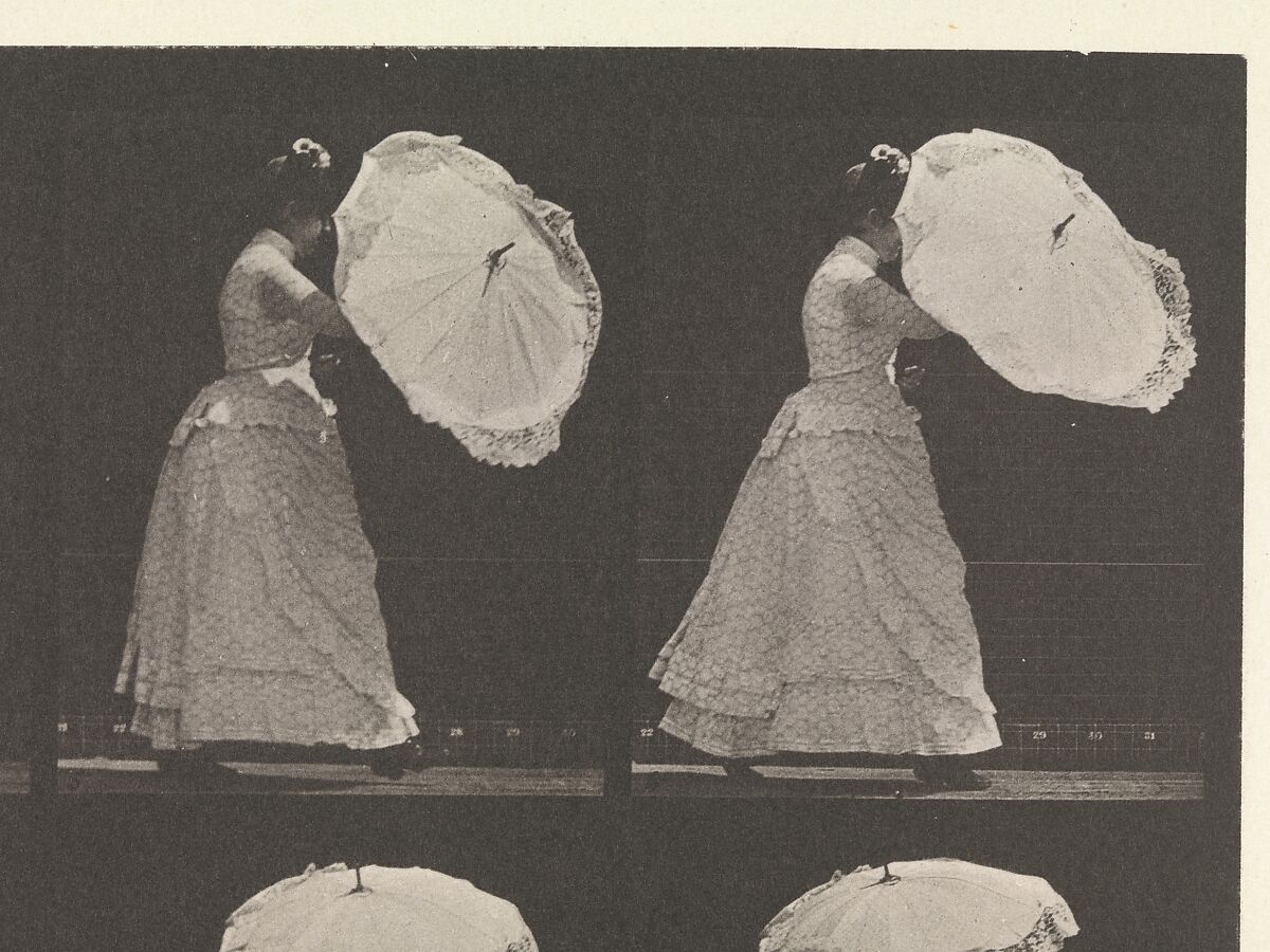 [Woman Opening Parasol], Eadweard Muybridge (British and American, Kingston upon Thames 1830–1904 Kingston upon Thames), Collotype