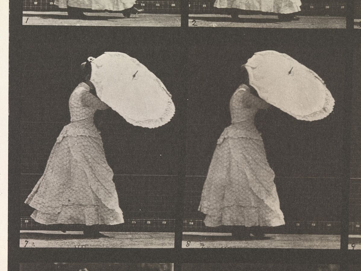 [Woman Opening Parasol], Eadweard Muybridge (British and American, Kingston upon Thames 1830–1904 Kingston upon Thames), Collotype