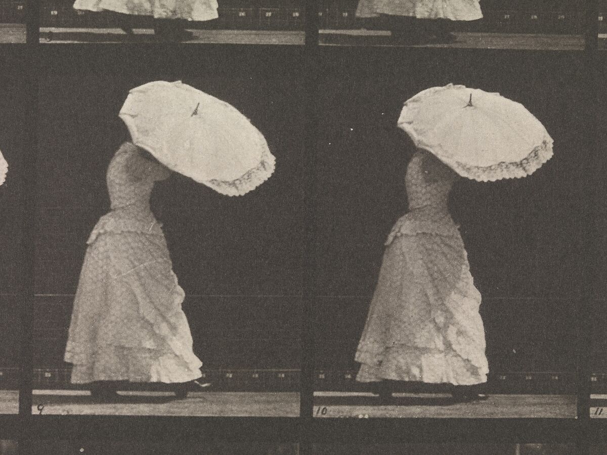 [Woman Opening Parasol], Eadweard Muybridge (British and American, Kingston upon Thames 1830–1904 Kingston upon Thames), Collotype