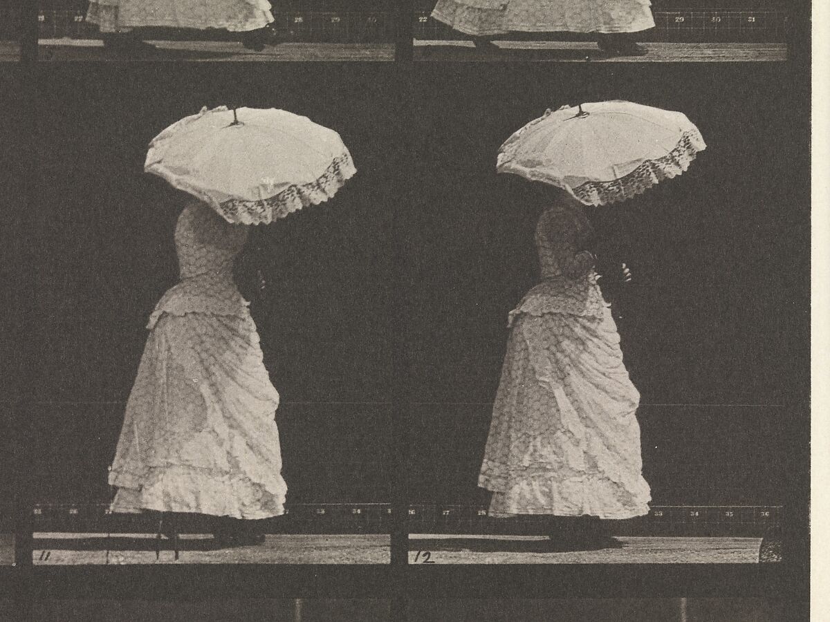 [Woman Opening Parasol], Eadweard Muybridge (British and American, Kingston upon Thames 1830–1904 Kingston upon Thames), Collotype