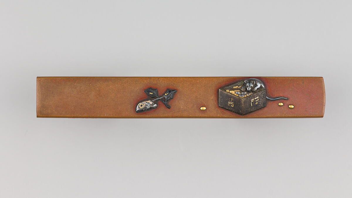 Knife Handle (Kozuka), Copper, copper-silver alloy (shibuichi), copper-gold alloy (shakudō), gold, silver, Japanese 
