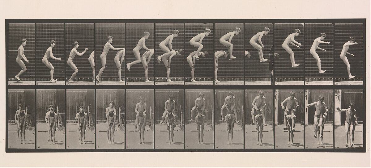 [Boys Playing Leap Frog], Eadweard Muybridge (British and American, Kingston upon Thames 1830–1904 Kingston upon Thames), Collotype 