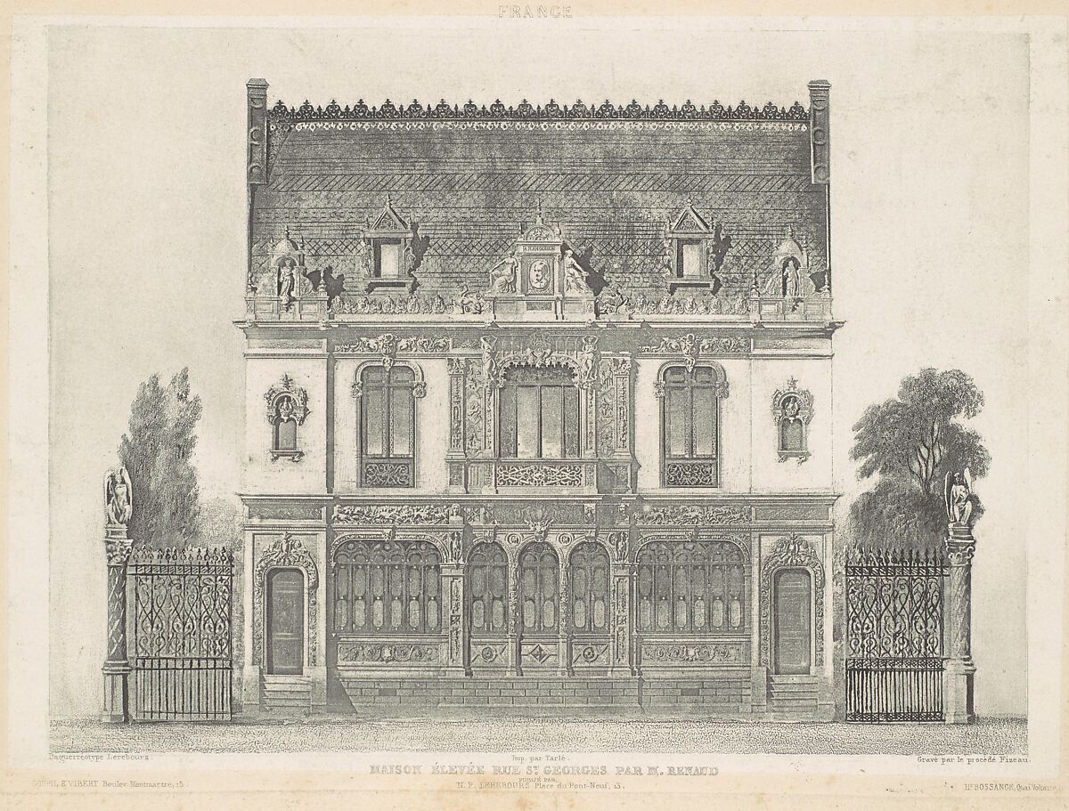 Maison Élevée Rue St. Georges par M. Renaud, Armand-Hippolyte-Louis Fizeau (French, 1819–1896), Photogravure 