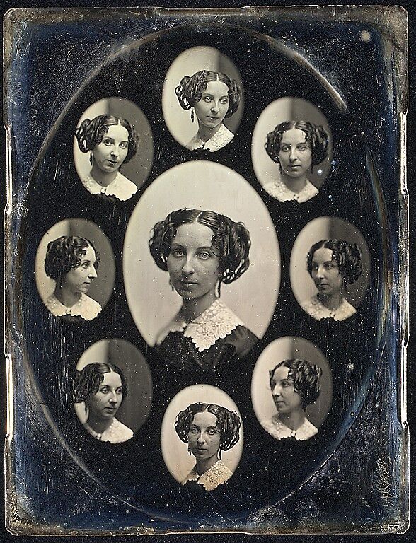 [Unidentified Woman in Nine Oval Views], Southworth and Hawes (American, active 1843–1863), Daguerreotype 