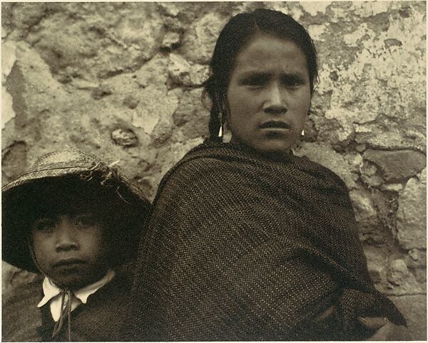 Young Woman and Boy, Toluca, Paul Strand (American, New York 1890–1976 Orgeval, France), Photogravure 