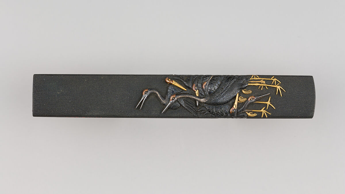 Knife Handle (Kozuka), Horie Okinari (Japanese), Copper-gold alloy (shakudō), gold, copper, silver, Japanese 