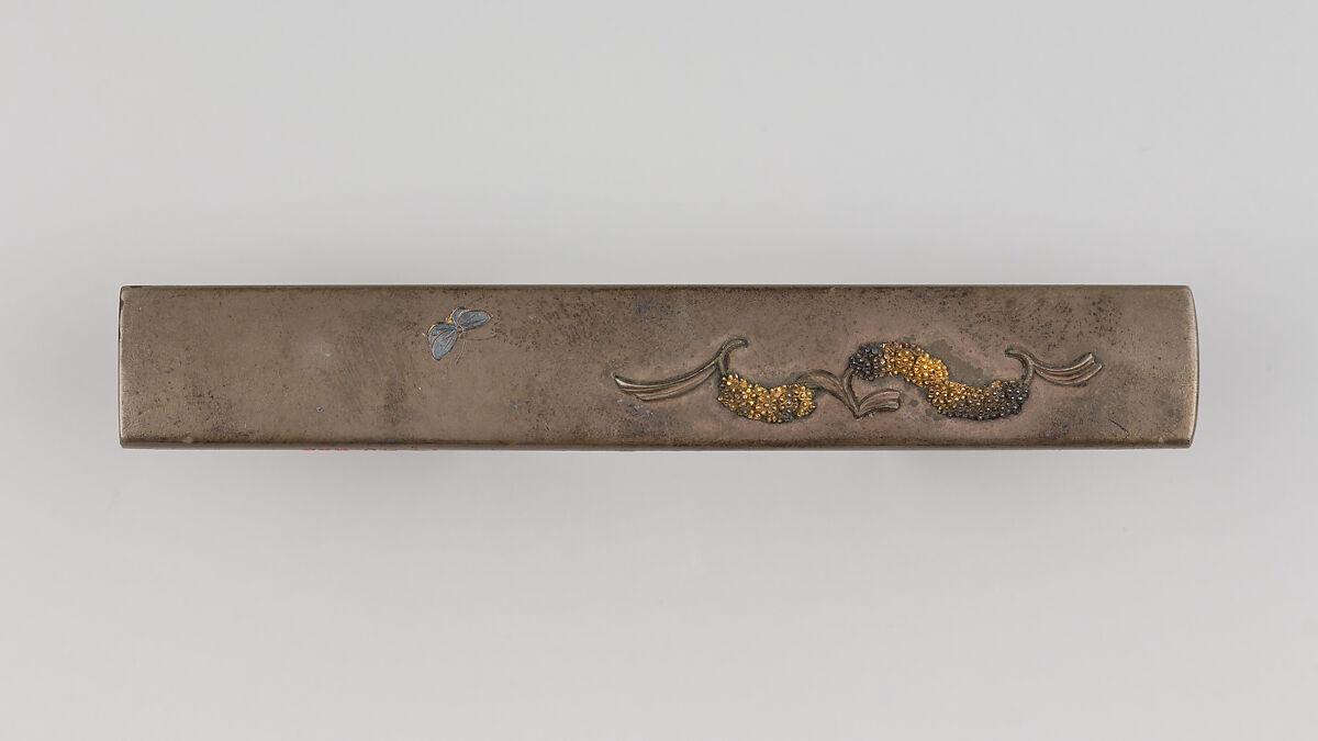 Knife Handle (Kozuka), Copper-silver alloy (shibuichi), gold, silver, Japanese 