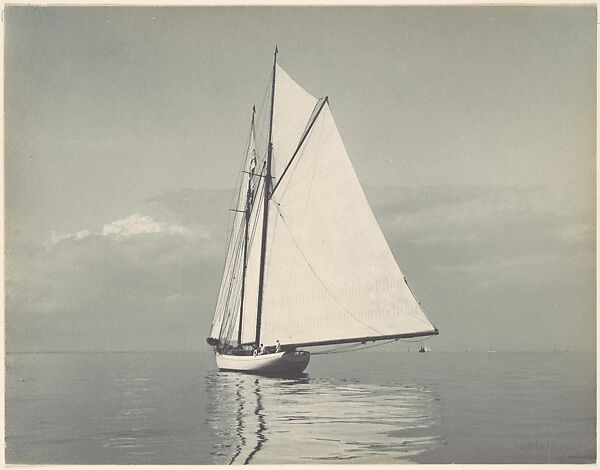 White Sailboat in Long Island Sound, Charles E. Bolles (American, 1845–1919), Platinum print 
