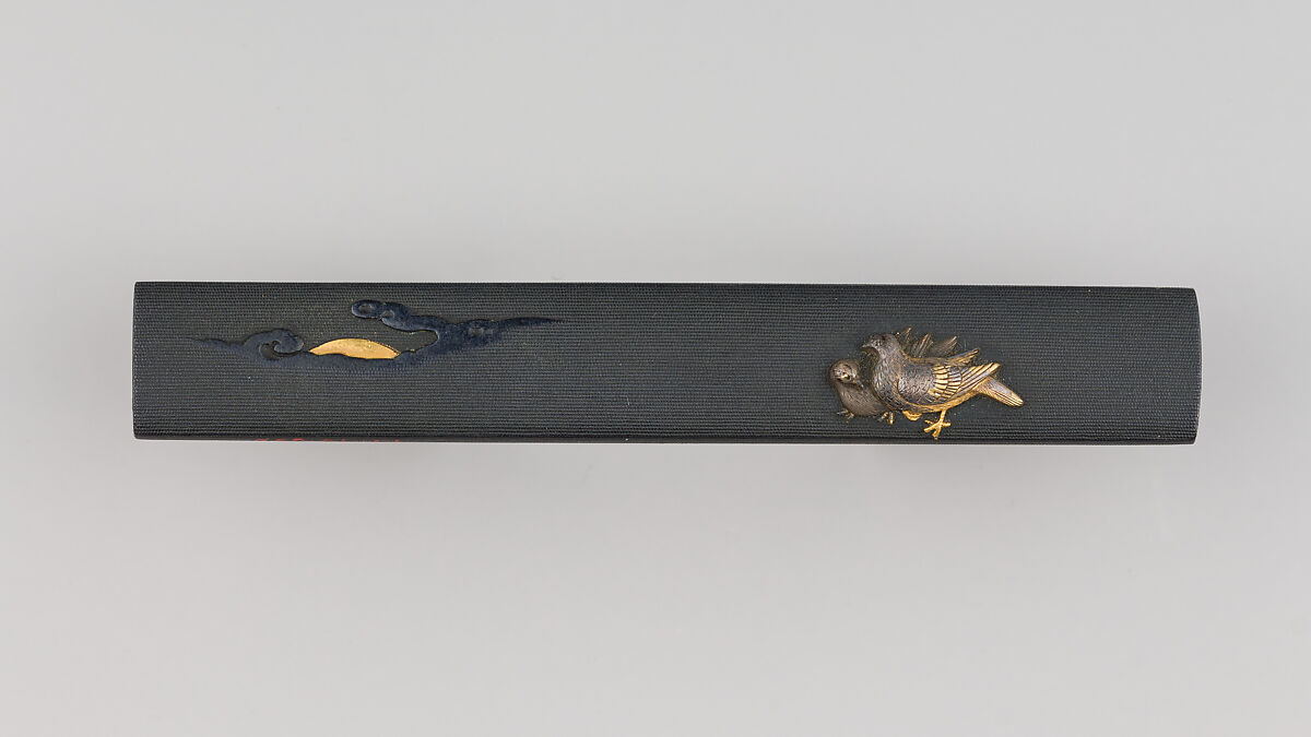 Knife Handle (Kozuka), Copper-gold alloy (shakudō), gold, silver, Japanese 