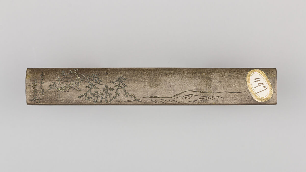 Knife Handle (Kozuka), Copper-gold alloy (shakudō), gold, silver, Japanese
