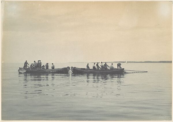 Hauling in Nets, Long Island Sound, Charles E. Bolles (American, 1845–1919), Platinum print 