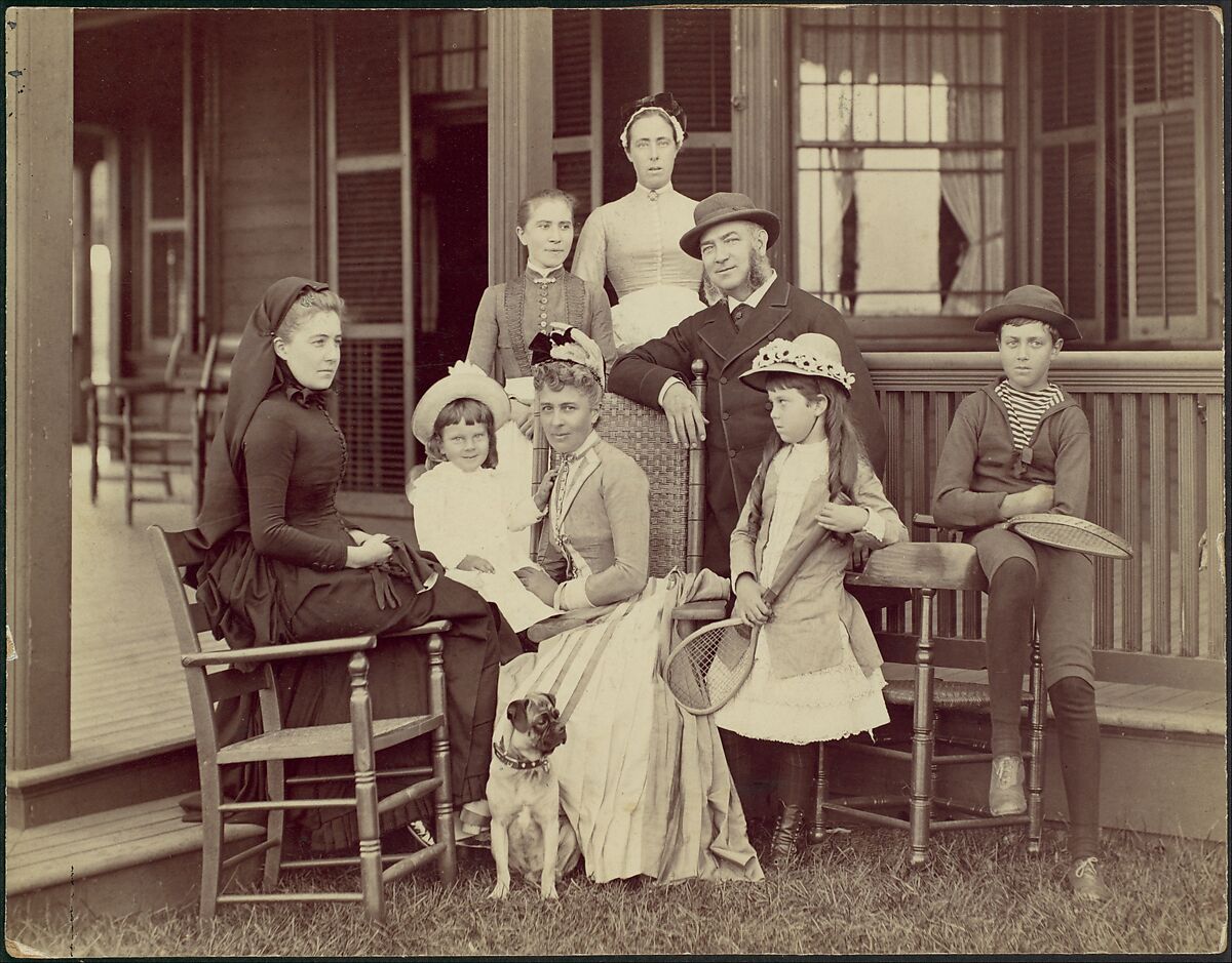 Elberon, New Jersey, Mrs. Watson B. Thompson, John Sloan Jr., Mrs. John Sloane, Mr. John Sloane, Evelyn Sloane, William Sloane, Mina Barber, Mary Butter, Unknown (American), Albumen silver print 