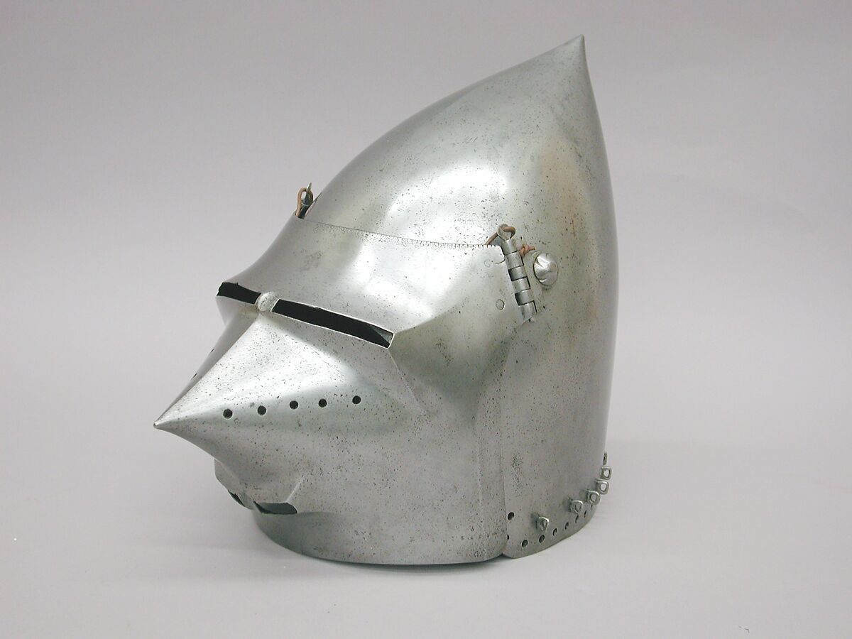 Visored Bascinet in the 14th century style, Steel, French 